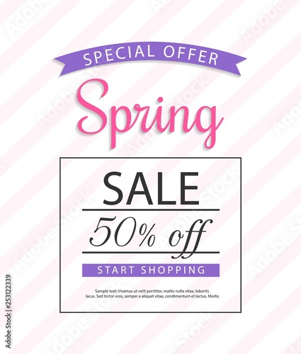 Spring sale  off  discount  vaucher  brochure 