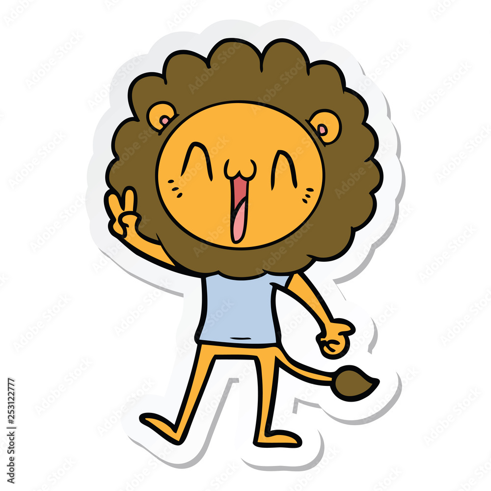 sticker of a happy cartoon lion sticker of a happy cartoon lion