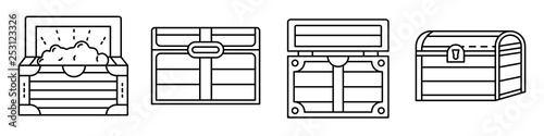 Dower chest icons set. Outline set of dower chest vector icons for web design isolated on white background