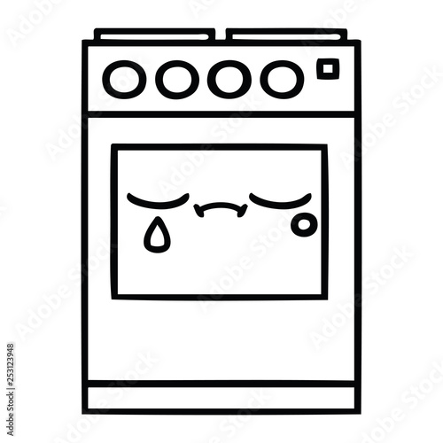line drawing cartoon kitchen oven