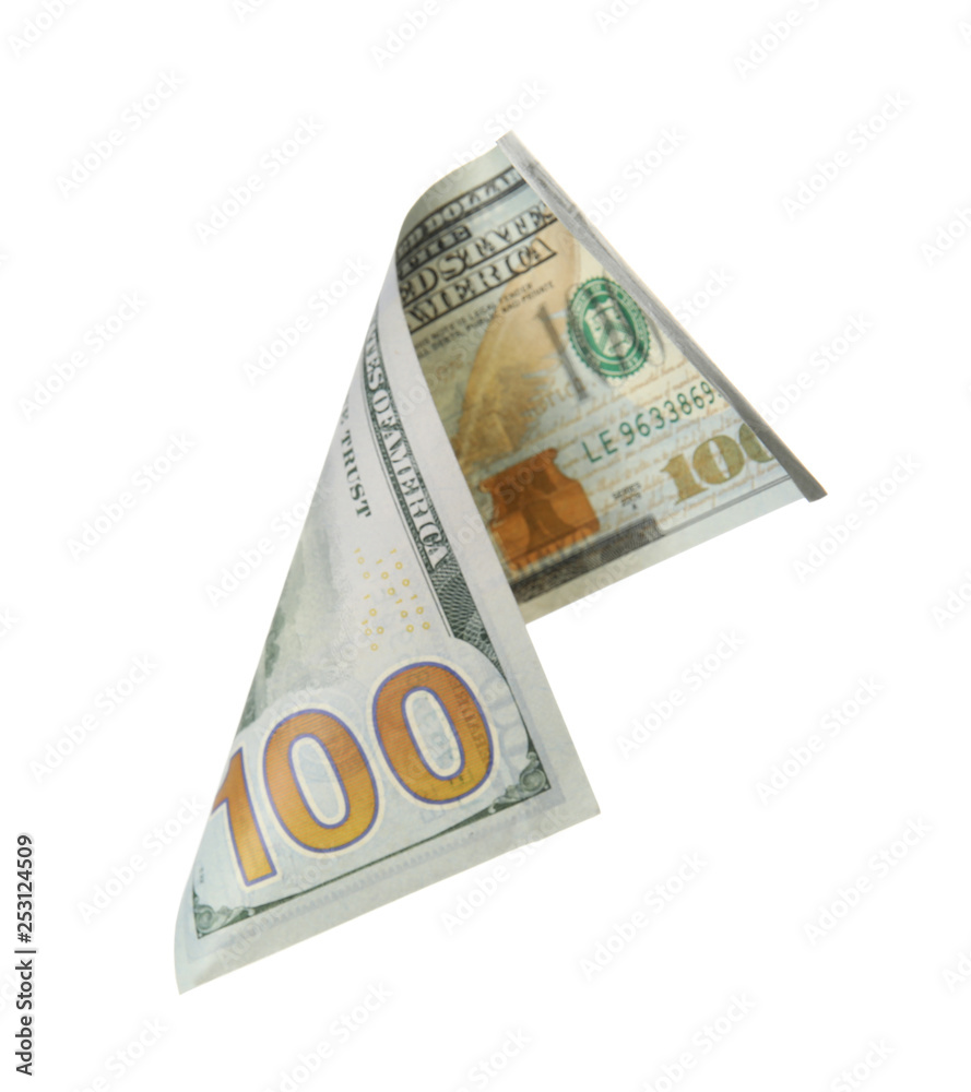 One hundred dollar banknote on white background. American national currency One hundred dollar banknote on white background. American national currency