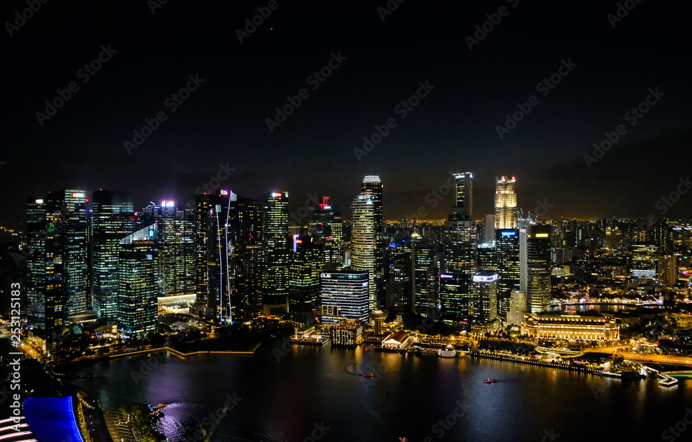 View at Singapore City Skyline, night landscape 