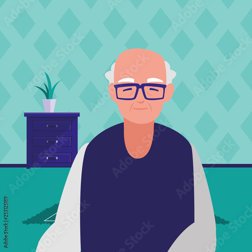 cute grandfather avatar character