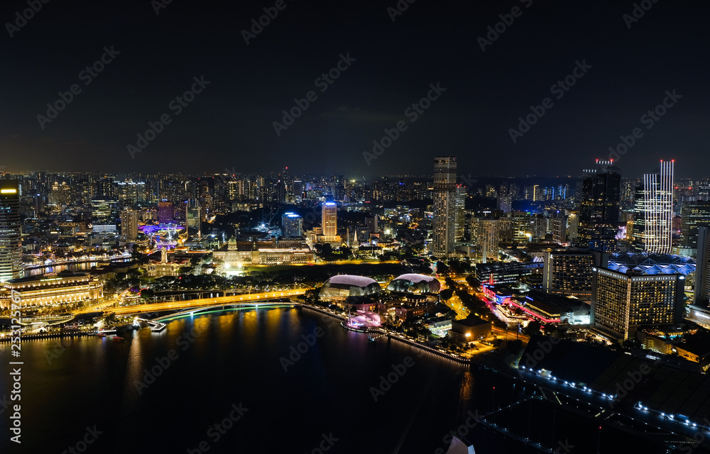 View at Singapore City Skyline, night landscape