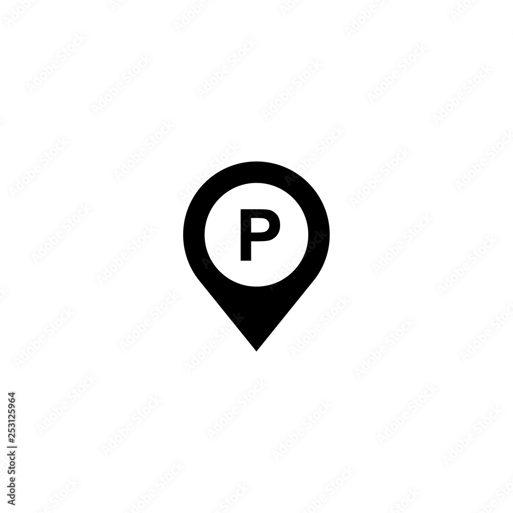 Car parking icon vector or pointer, pin, location, map flat sign symbol logo illustration isolated on white background object for web and mobile. Car parking icon vector or pointer, pin, location, map flat sign symbol logo illustration isolated on white background object for web and mobile.
