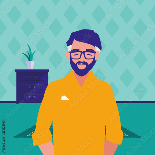 young man with beard avatar character