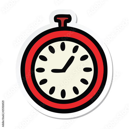 sticker of a cute cartoon time stopper