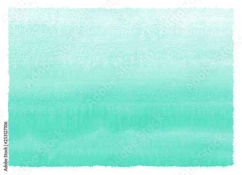 Mint green, sea foam, aqua color watercolor background with gradient parallel stains. Hand drawn abstract fill, watercolour painted texture. Aquarelle sea, swimming pool water template.