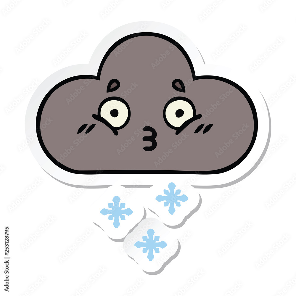 sticker of a cute cartoon storm snow cloud sticker of a cute cartoon storm snow cloud
