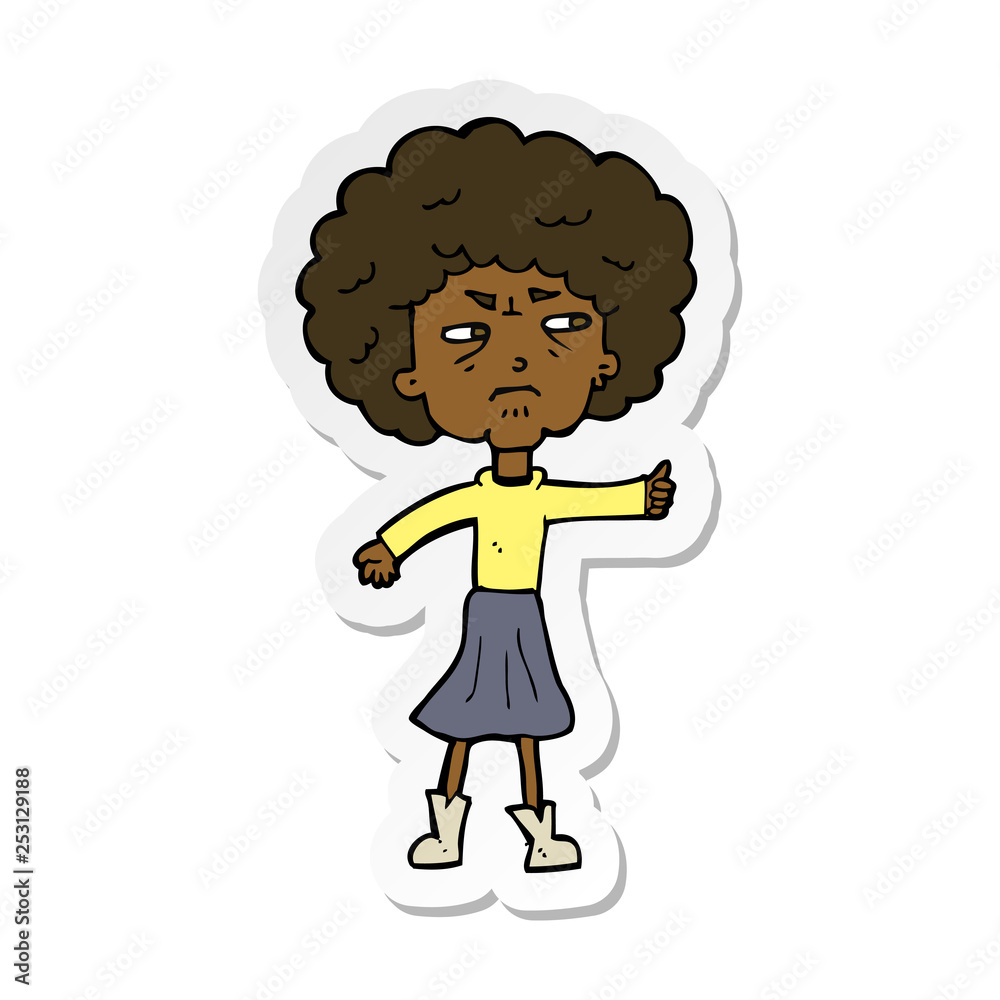 Fototapeta premium sticker of a cartoon annoyed old woman