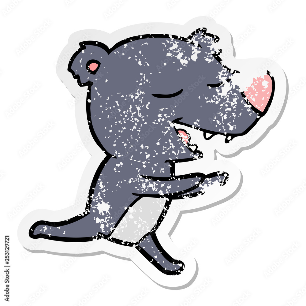 Obraz premium distressed sticker of a cartoon bear