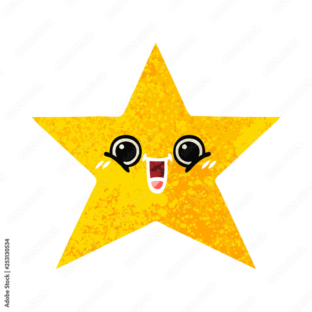 retro illustration style cartoon gold star retro illustration style cartoon gold star