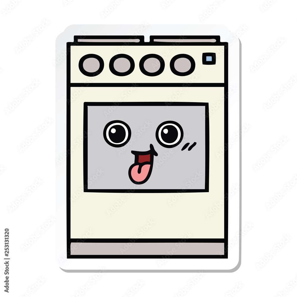 sticker of a cute cartoon kitchen oven sticker of a cute cartoon kitchen oven