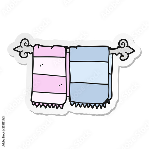 sticker of a cartoon bathroom towels