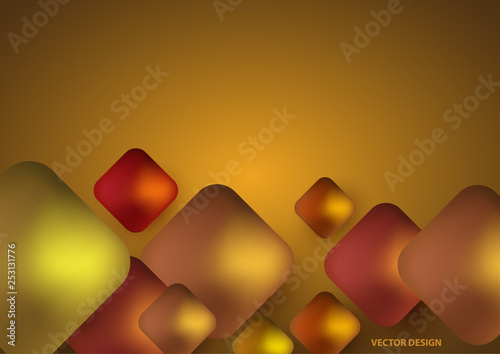 Modern trendy background of colored squares in the form of volumetric convex shapes. Bright colorful, luminous colors. .