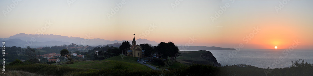Panorama of a sunset by the cantabrian coast, Ruiloba, Cantabria