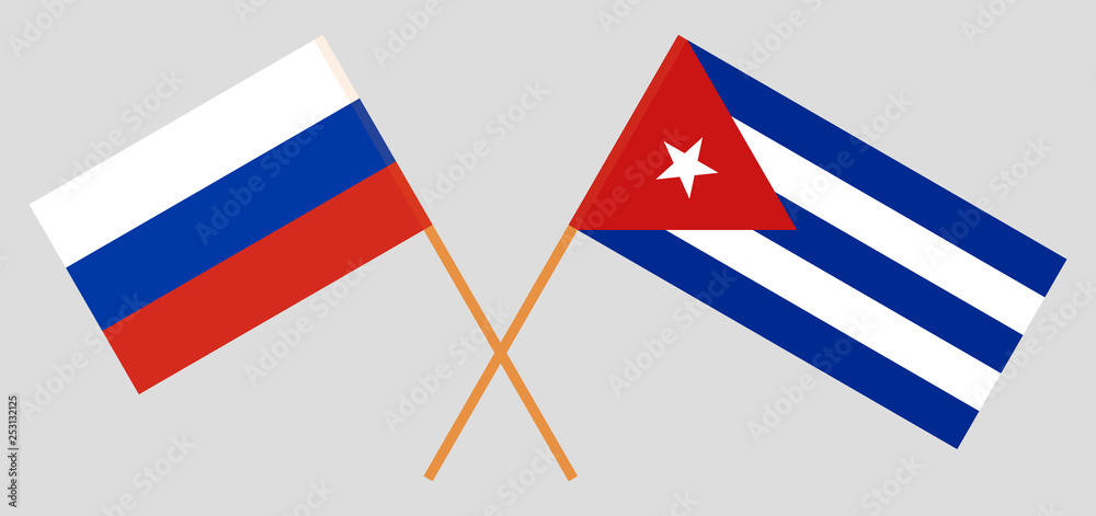 Cuba and Russia. The Cuban and Russian flags. Official colors. Correct proportion. Vector