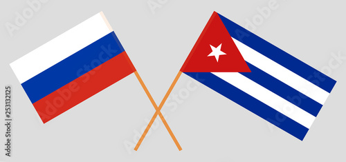 Cuba and Russia. The Cuban and Russian flags. Official colors. Correct proportion. Vector