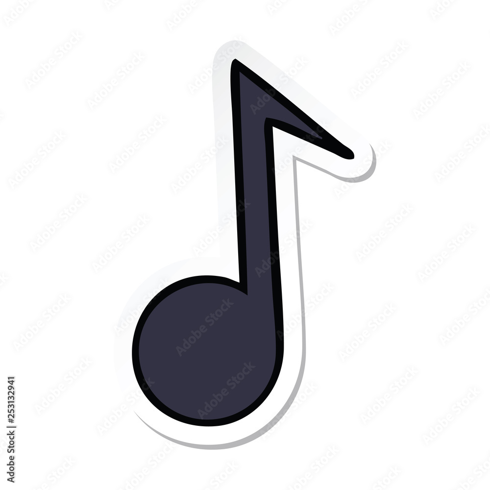 sticker of a cute cartoon musical note