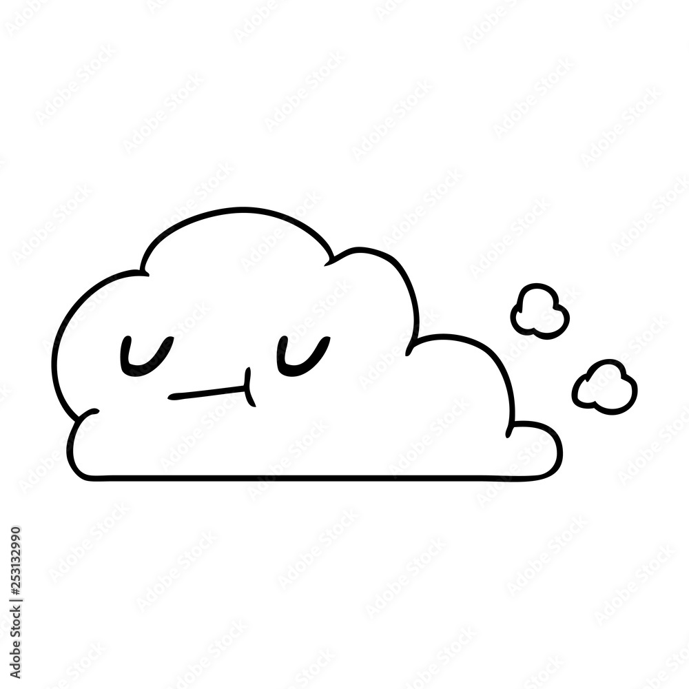 line drawing of kawaii happy cloud line drawing of kawaii happy cloud