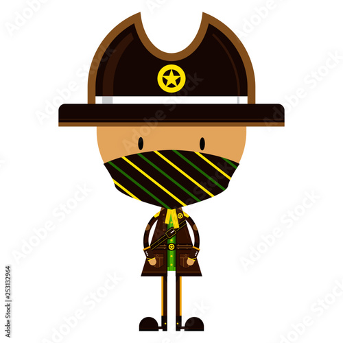 Cute Cartoon Cowboy Sheriff in Mask