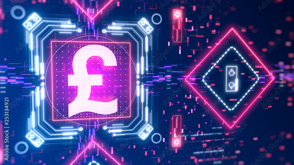 British Pound sterling currency sign. Money symbol on a cyber background. British Pound sterling currency sign. Money symbol on a cyber background.