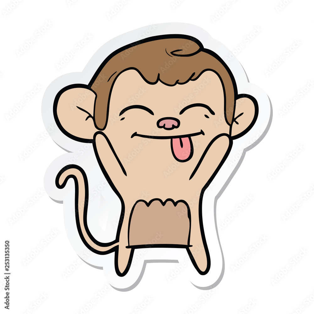 sticker of a funny cartoon monkey sticker of a funny cartoon monkey