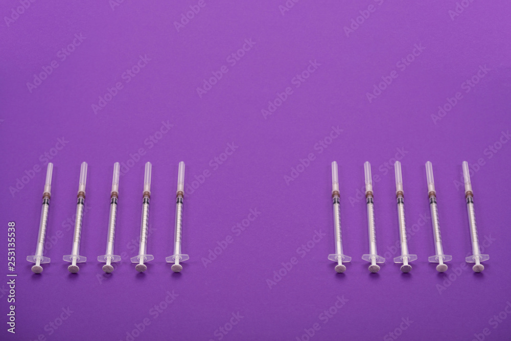 1-ml syringes isolated on a bright background