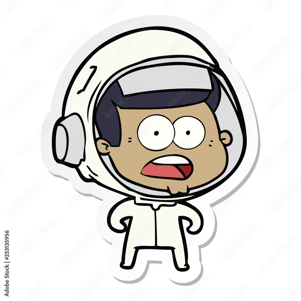 sticker of a cartoon surprised astronaut sticker of a cartoon surprised astronaut