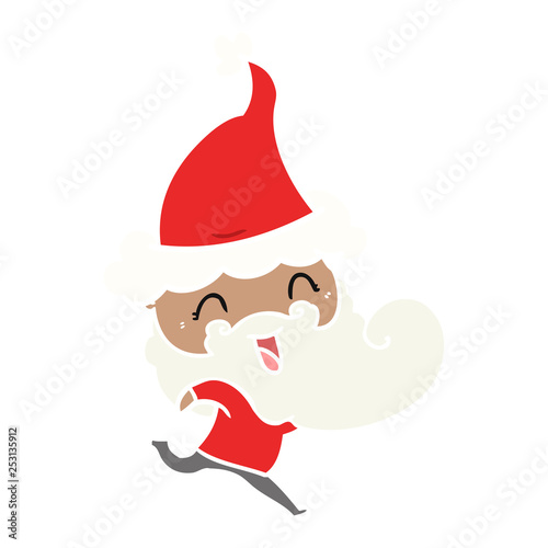 happy bearded man wearing santa hat