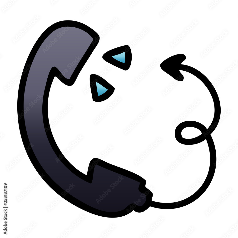gradient shaded cartoon telephone handset gradient shaded cartoon telephone handset