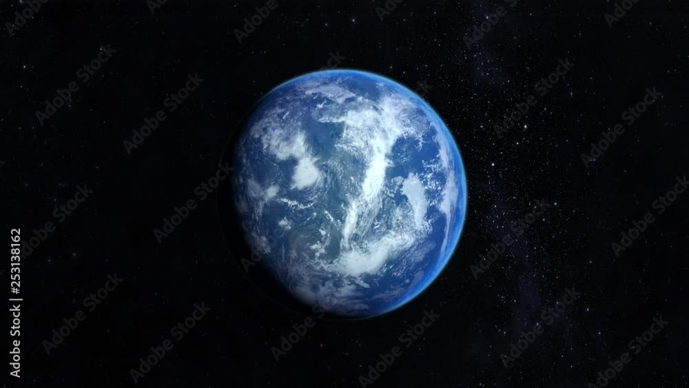 Earth from space. Stars twinkle. 4K. Almost full illumination by the sun. Realistic atmosphere. Starry sky. The earth slowly rotates. Earth from space. Stars twinkle. 4K. Almost full illumination by the sun. Realistic atmosphere. Starry sky. The earth slowly rotates.