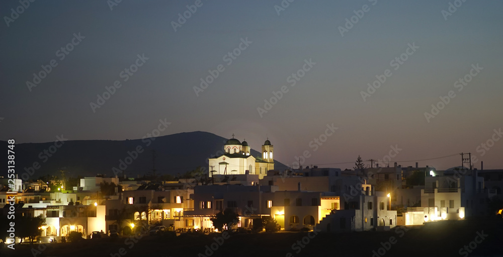 Fototapeta premium Panoramic night view of the beautiful city of Naoussa
