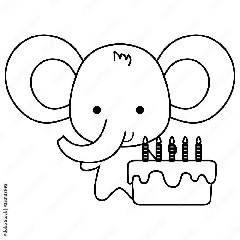 cute and little elephant with sweet cake cute and little elephant with sweet cake