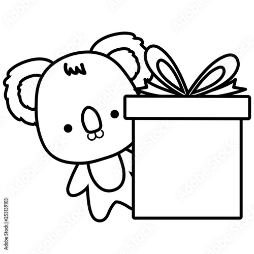 cute and little koala with gift
