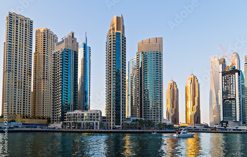 Buildings of Dubai Marina bay view skyscrapers  Dubai