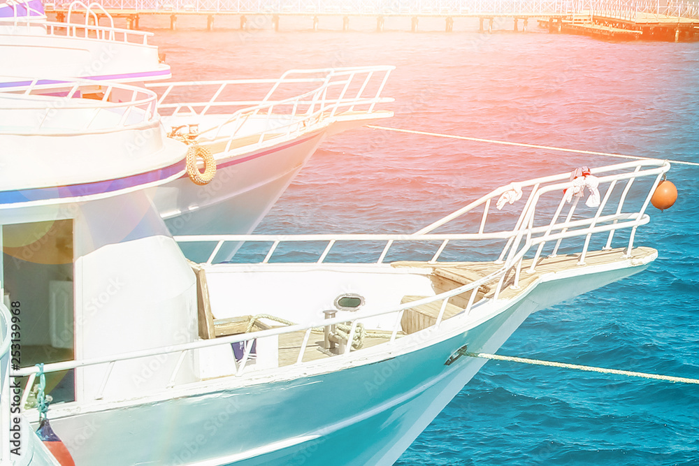 Stylishly beautiful ship yacht in the sea background Stylishly beautiful ship yacht in the sea background