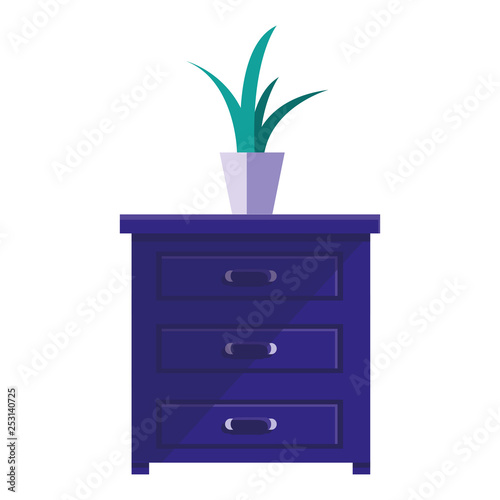 drawer wooden with houseplant