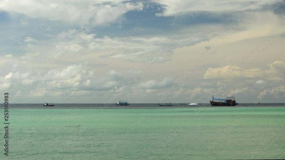 Koh Tao Thailand Small Wooden Boats Tied To Shore Koh Tao Thailand Small Wooden Boats Tied To Shore