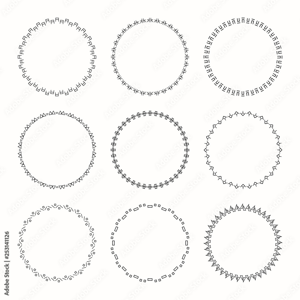 Set of vector graphic circle frames for design