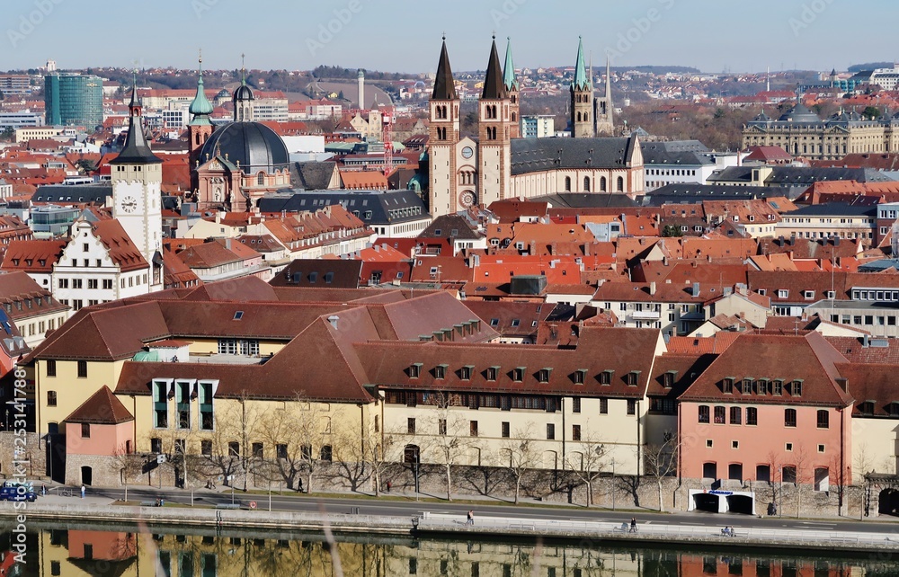 Obraz premium Würzburg, Altstadt, Blick vom Festungsberg