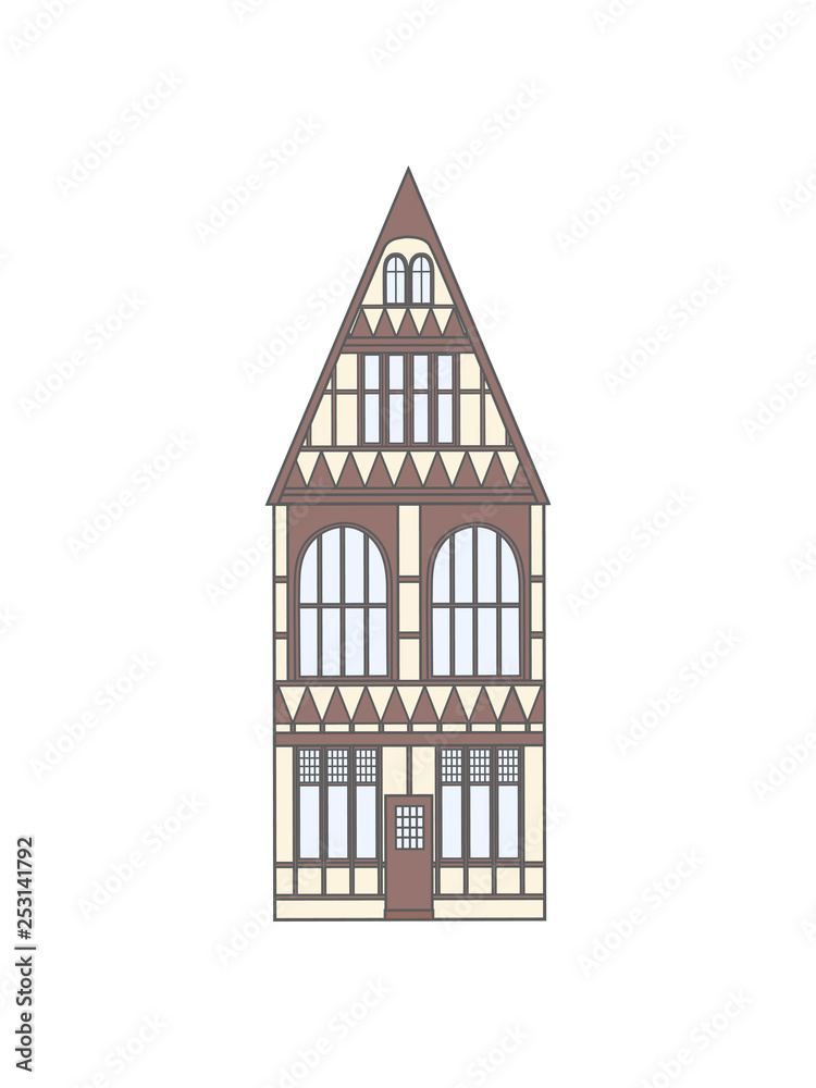 Old historic Germany house on a white background. Great for invitations, postcards, brochures, announcement, advertising Old historic Germany house on a white background. Great for invitations, postcards, brochures, announcement, advertising