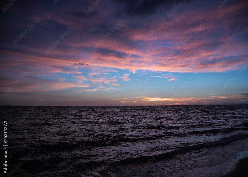 Blue and pink sunset in Treasure Island, Florida