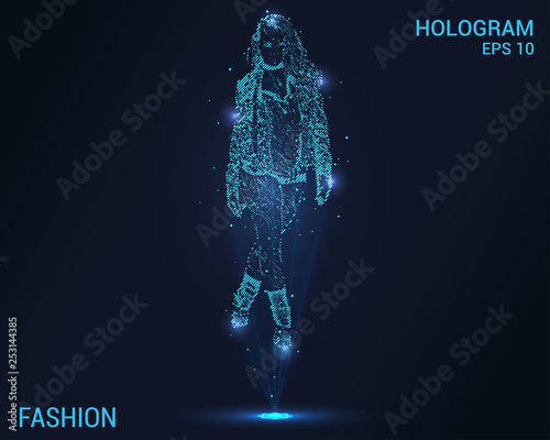 Fashion hologram. Digital and technological fashion background. Futuristic fashion design.