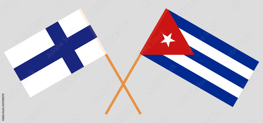 Cuba and Finland. The Cuban and Finnish flags. Official colors. Correct proportion. Vector