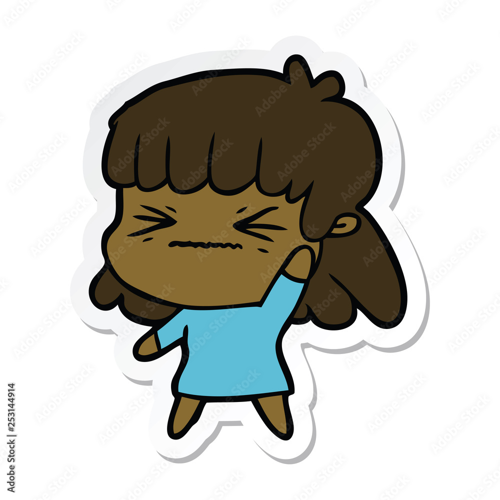 Obraz premium sticker of a cartoon woman