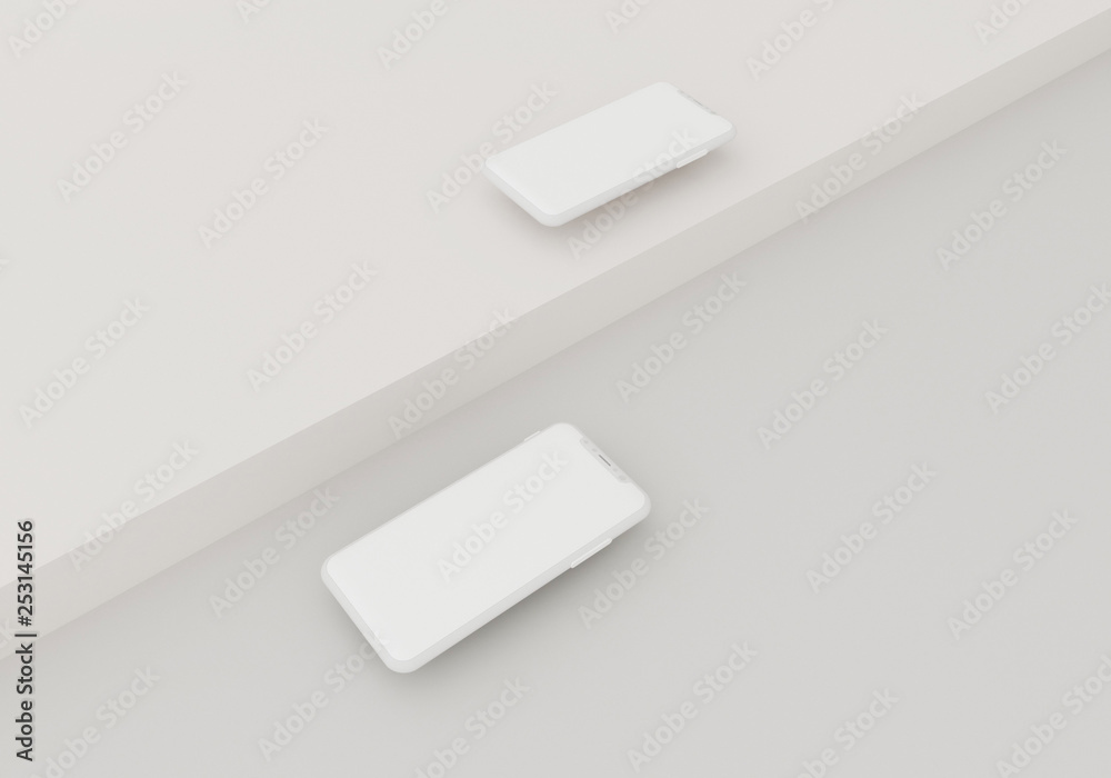 3d render illustration hand holding the white smartphone with full screen and modern frame less design - isolated on white background 3d render illustration hand holding the white smartphone with full screen and modern frame less design - isolated on white background