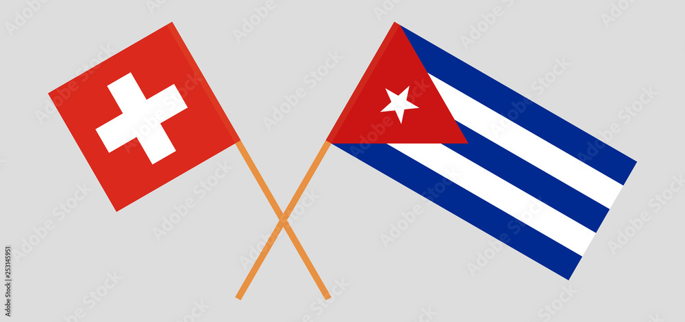Switzerland and Cuba. The Swiss and Cuban flags. Official colors. Correct proportion. Vector