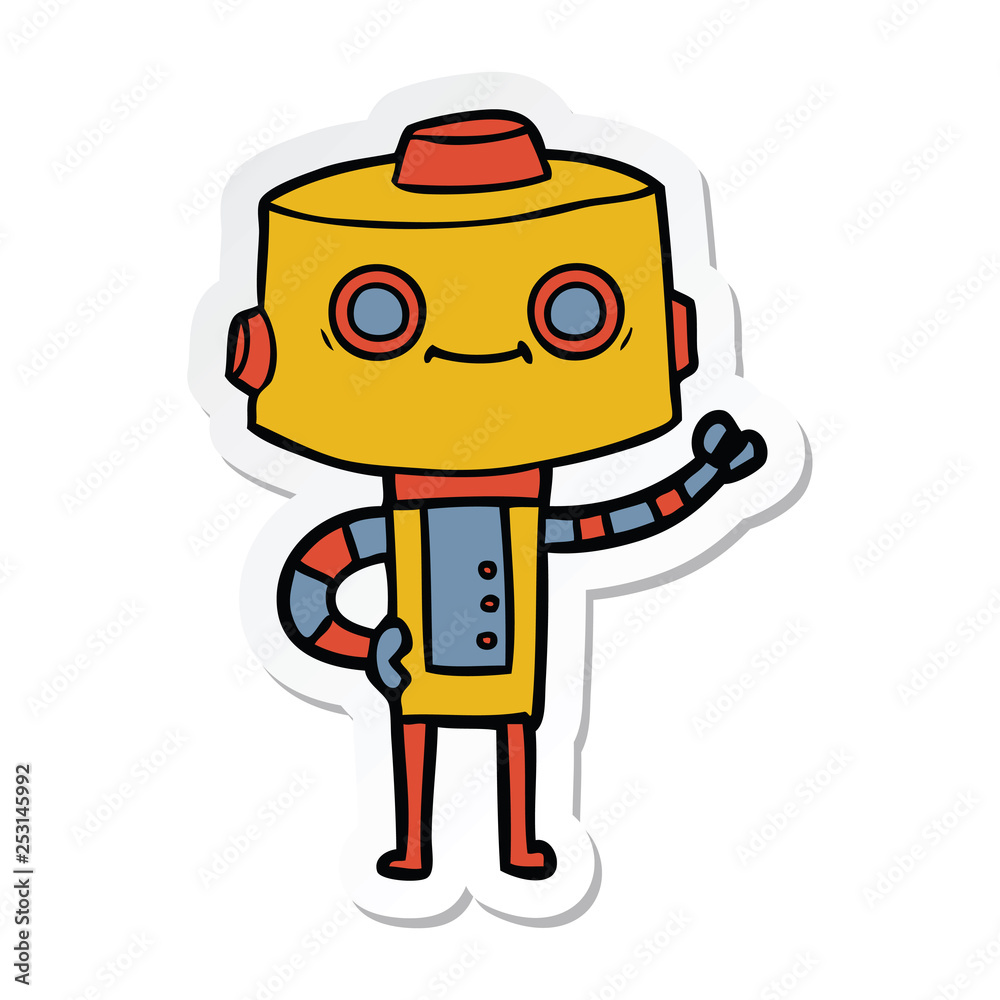 sticker of a cartoon robot sticker of a cartoon robot