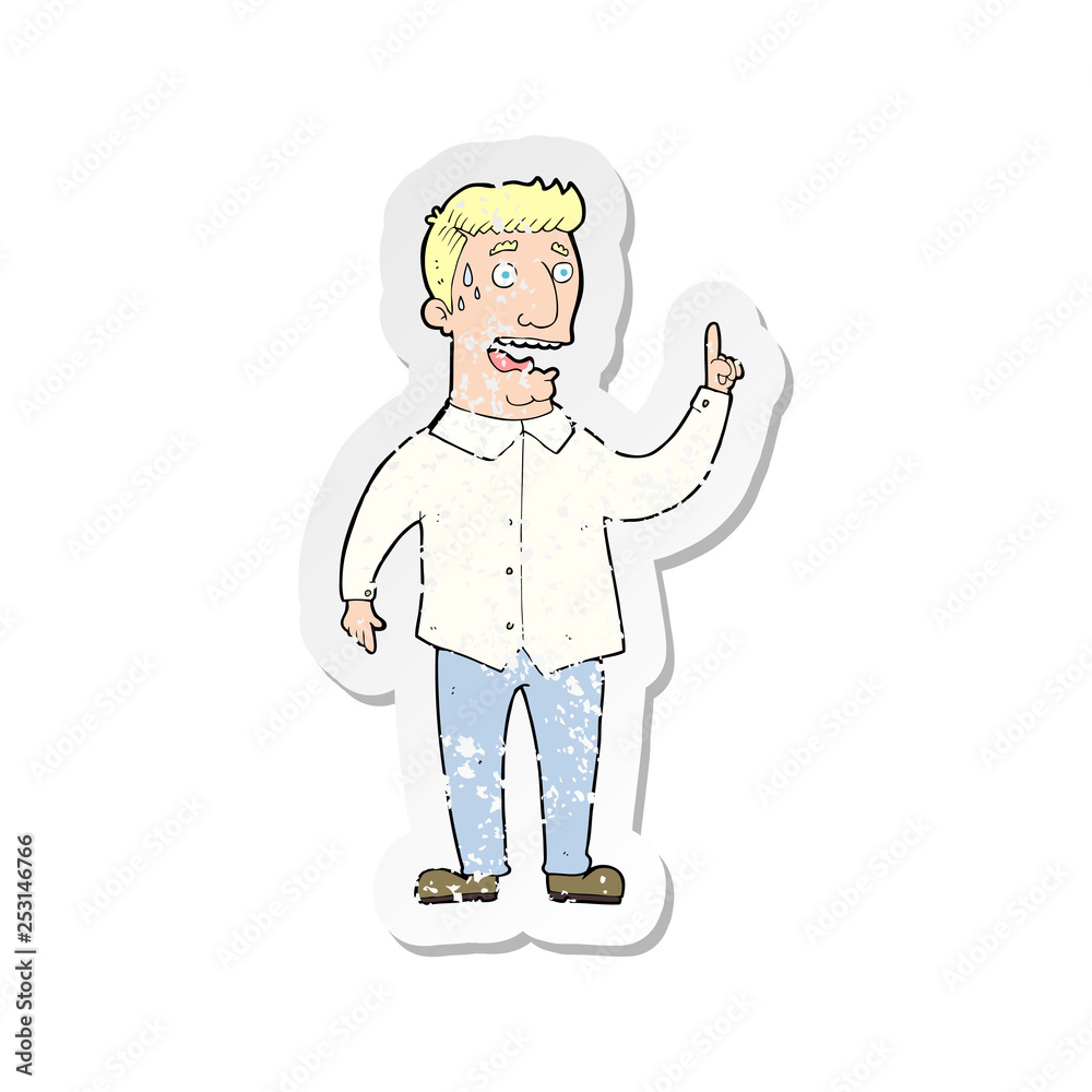 retro distressed sticker of a cartoon stressed man retro distressed sticker of a cartoon stressed man